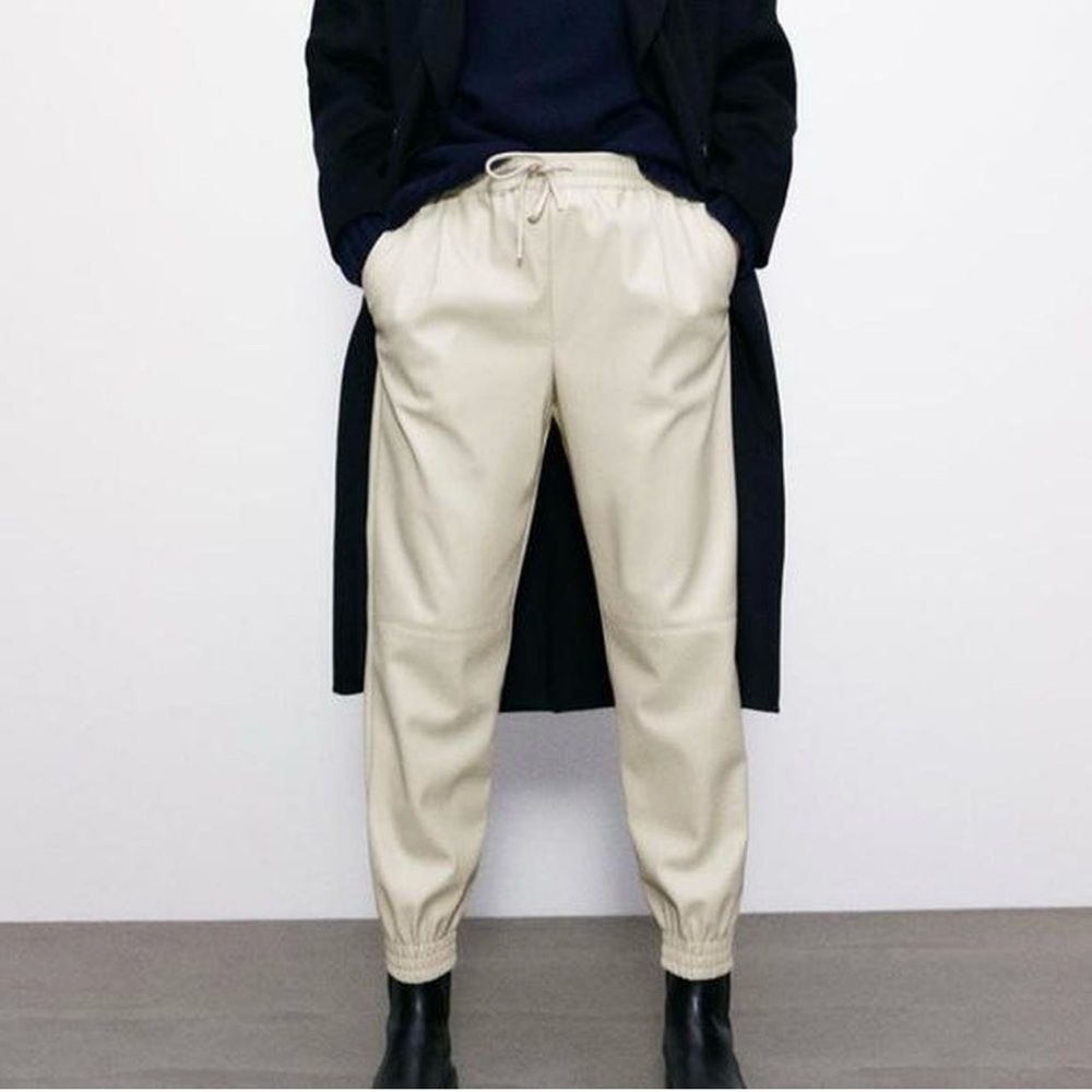 Lane 201 Women’s Cream Leather Joggers